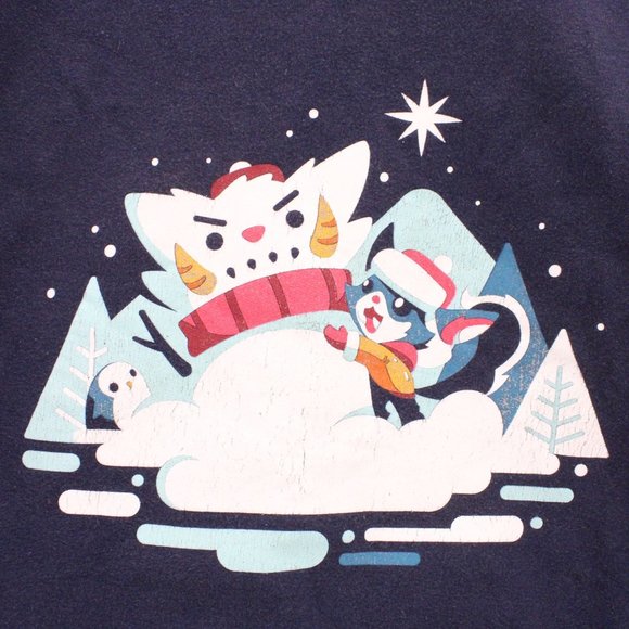Riot Games Christmas Sweatshirt Womens Navy Blue Snowmen Graphic Print Medium M - Picture 4 of 8